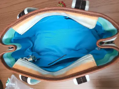 Bolso de mano Coach rayas multicolor - miniatura 5