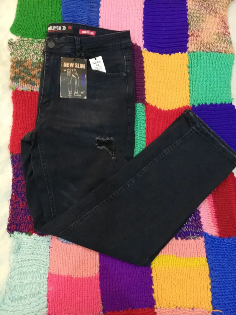 Jeans slim fit negros para hombre talla 46 - 1