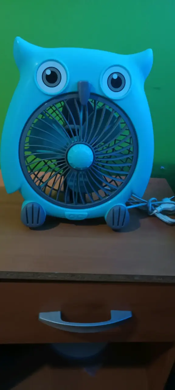 Ventilador de mesa infantil forma de búho azul - 2