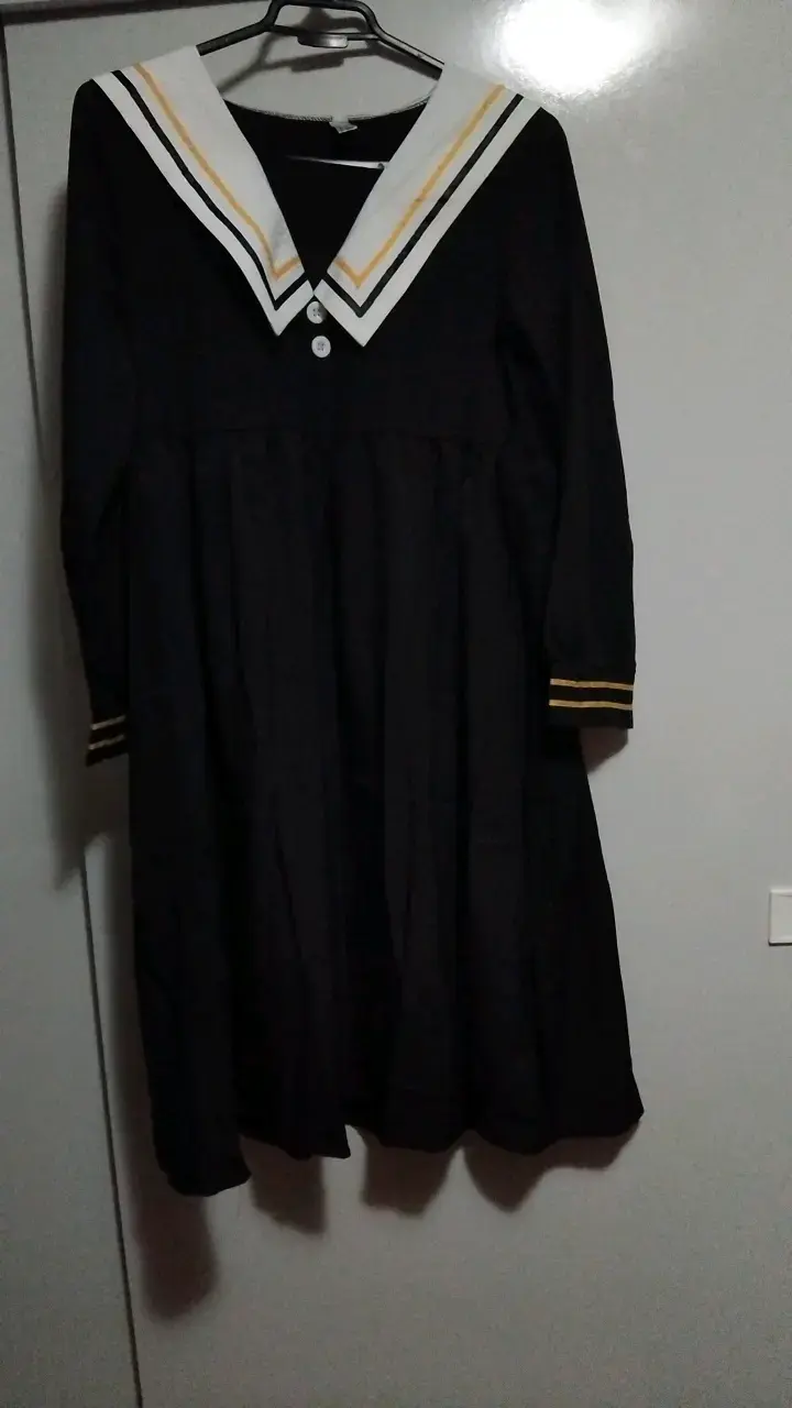 Vestido estilo marinero negro con detalles blancos - 1