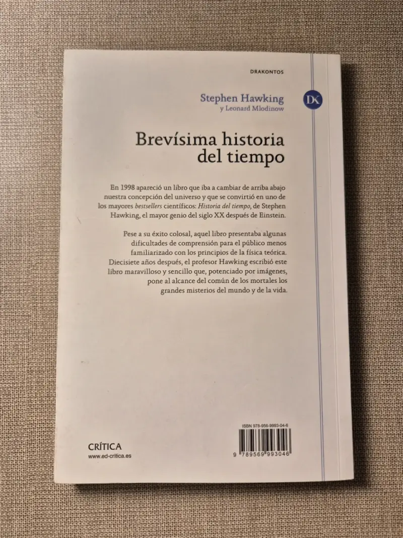 Libro Brevísima Historia del Tiempo de S. Hawking - 2