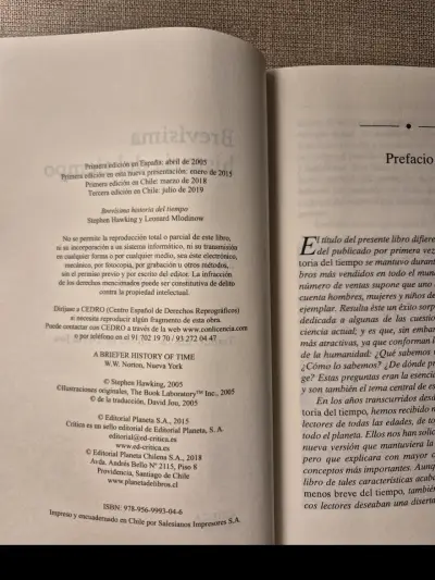 Libro Brevísima Historia del Tiempo de S. Hawking - miniatura 3