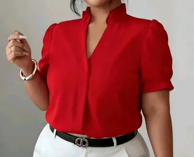 Blusa roja de manga corta para mujer - miniatura 1