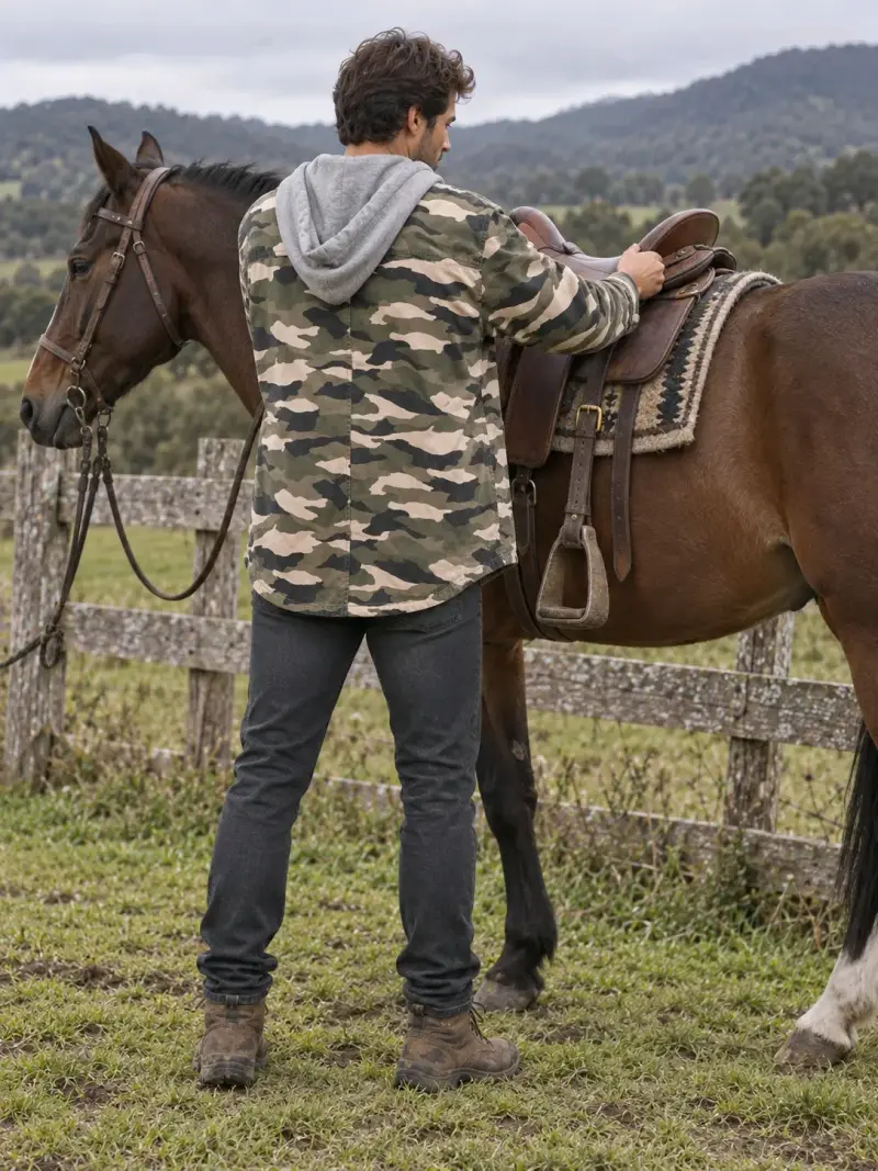 Chaqueta camuflada con capucha para hombre - 2