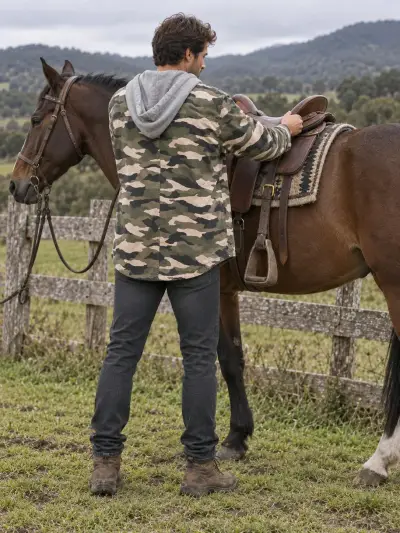 Chaqueta camuflada con capucha para hombre - miniatura 2