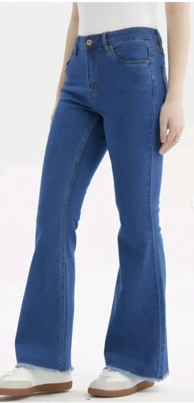 Jeans acampanados azules para mujer - miniatura 2