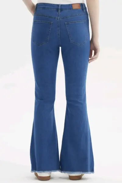 Jeans acampanados azules para mujer - miniatura 3