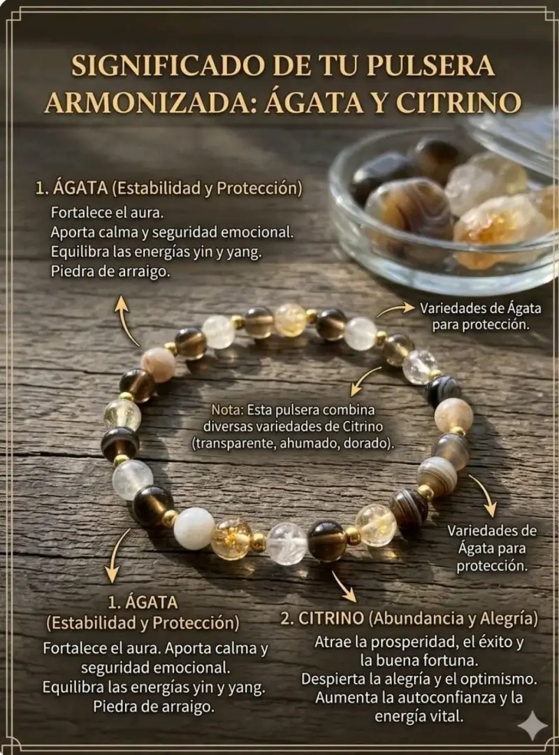 Pulsera de Piedras Naturales Ágata y Citrino - 1