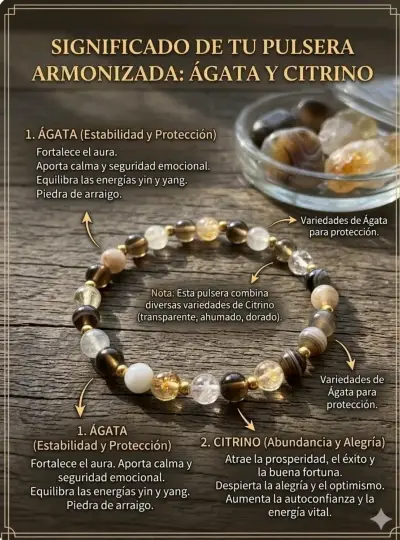 Pulsera de Piedras Naturales Ágata y Citrino - miniatura 1