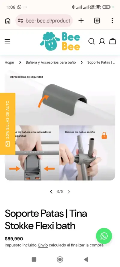 Soporte de patas para tina Stokke Flexi Bath - miniatura 4