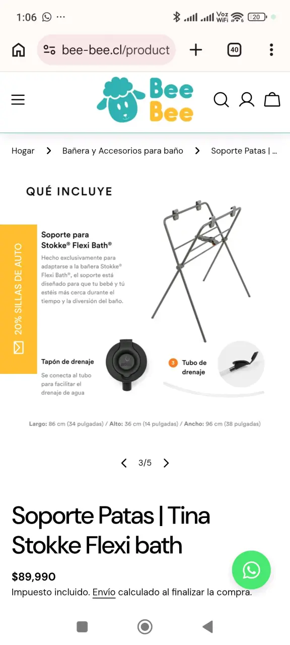 Soporte de patas para tina Stokke Flexi Bath - 6