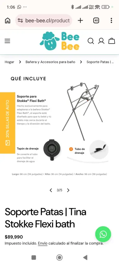 Soporte de patas para tina Stokke Flexi Bath - miniatura 6