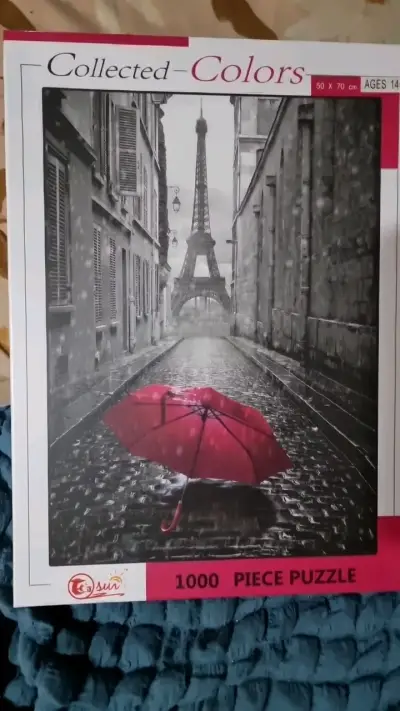 Rompecabezas 1000 piezas París con paraguas rojo - miniatura 1