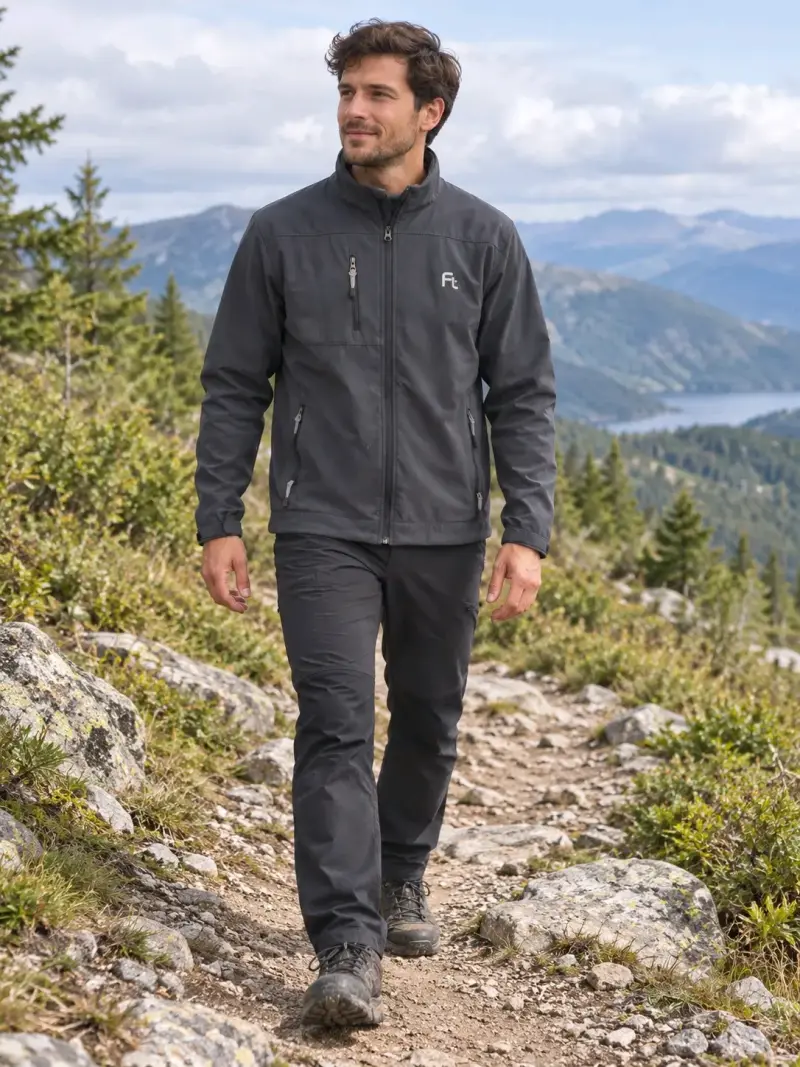 Chaqueta polar gris con cierre y bolsillos Talla M - 1