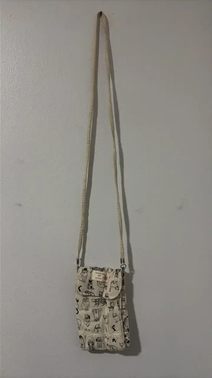 Bolso bandolera de algodón con estampado de gatos - 1