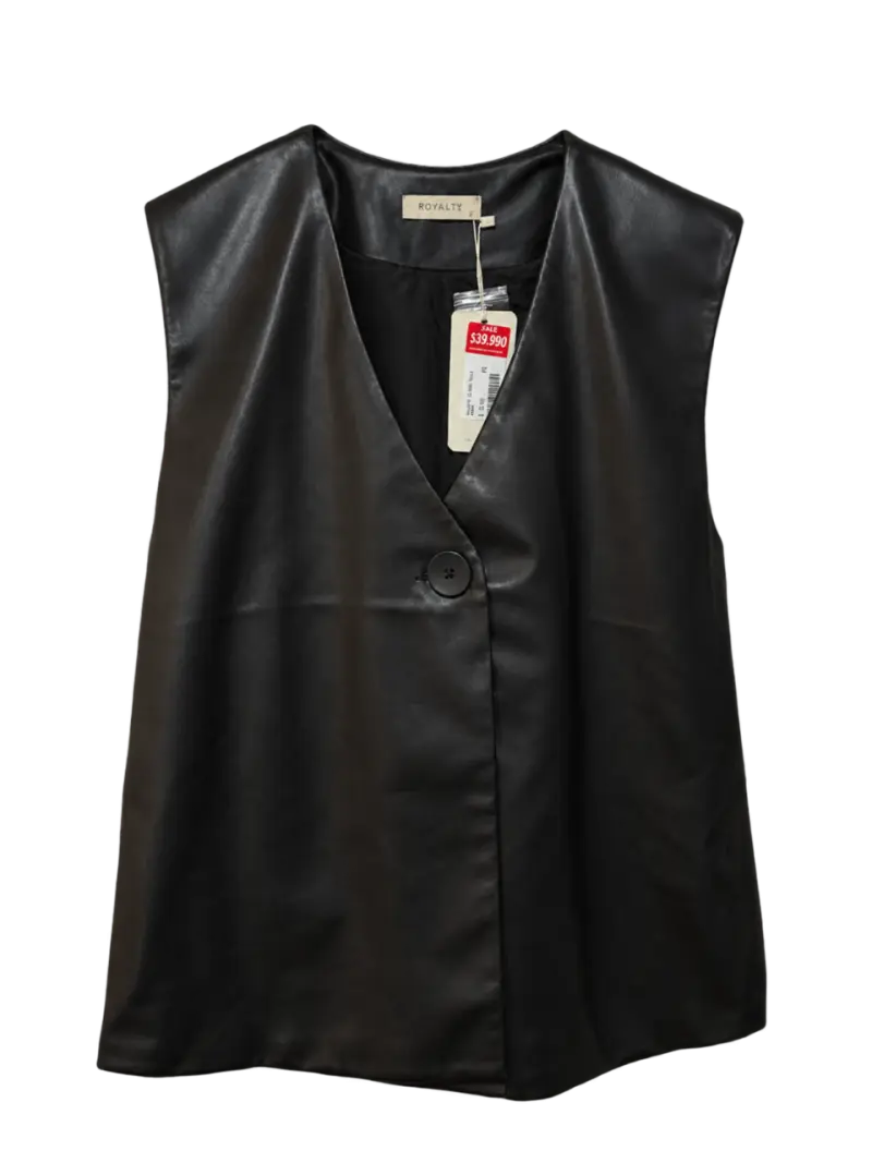 Chaleco de cuero negro Royalty elegante - 1