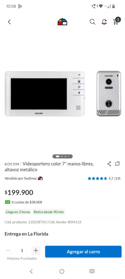 Videportero Kocom 7'' manos libres con altavoz - miniatura 4