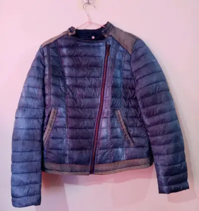 Parka Acolchada Polemic Mujer Azul Con Gorro Talla - miniatura 1