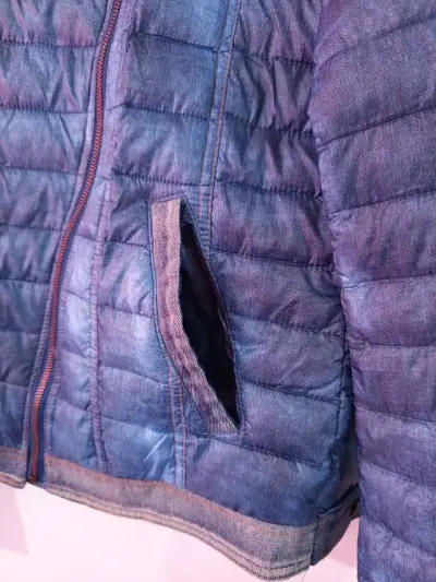 Parka Acolchada Polemic Mujer Azul Con Gorro Talla - miniatura 3