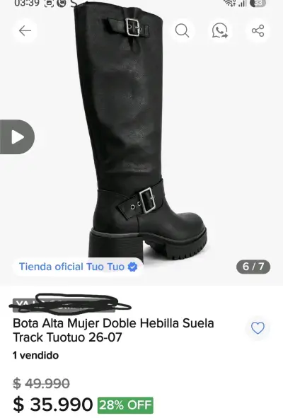 Botas altas negras con doble hebilla para mujer - miniatura 1