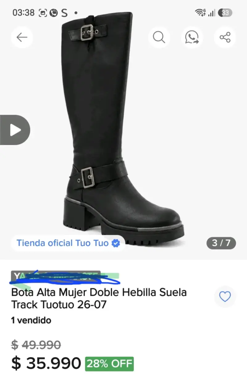 Botas altas negras con doble hebilla para mujer - 2