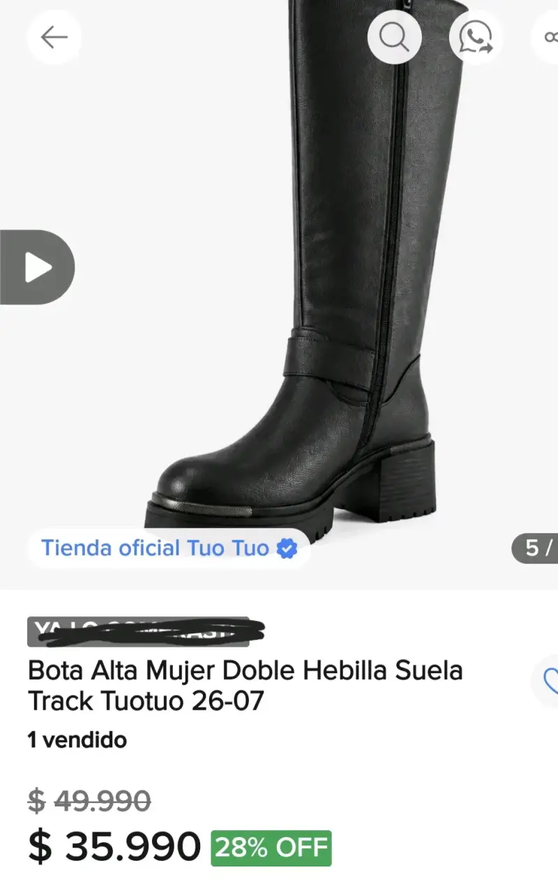 Botas altas negras con doble hebilla para mujer - 3