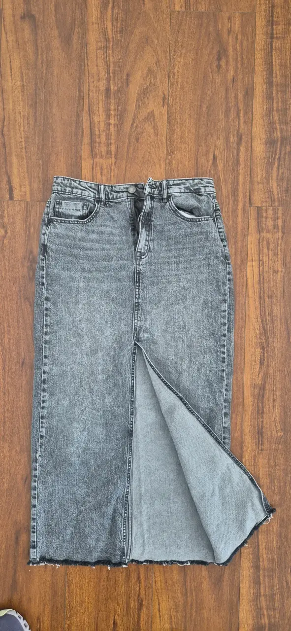Falda larga de mezclilla gris Stradivarius - 1