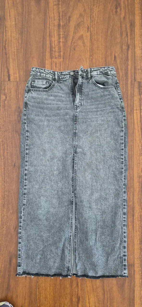 Falda larga de mezclilla gris Stradivarius - 6
