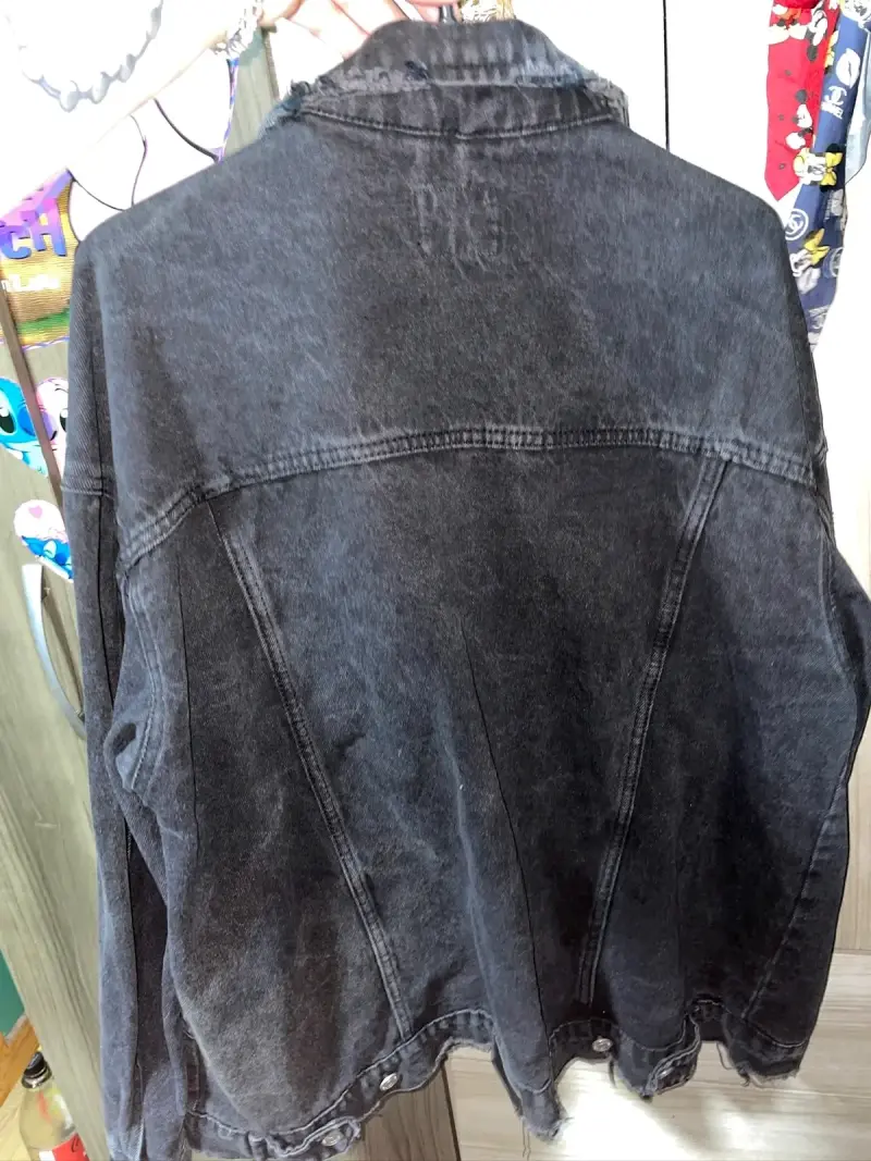 Chaqueta de mezclilla negra para mujer talla XXL - 1
