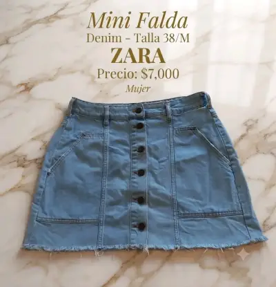 Mini falda denim Zara talla M - miniatura 1