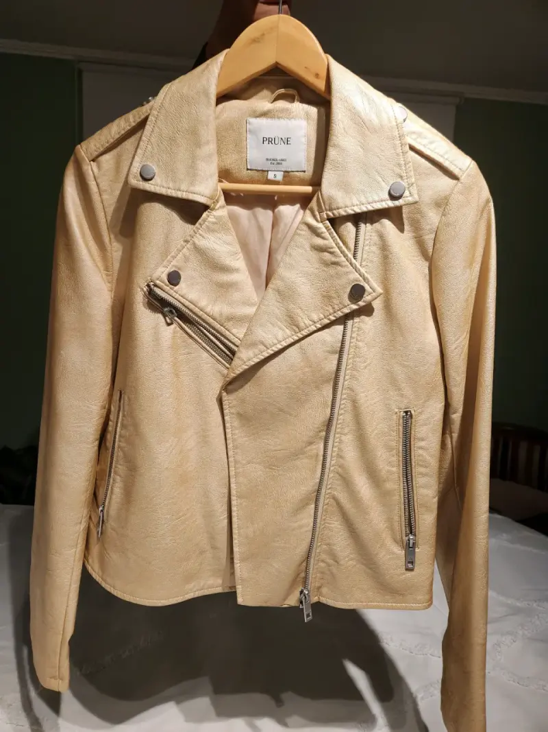 Chaqueta de cuero beige Prüne talla S - 2