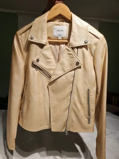 Chaqueta de cuero beige Prüne talla S - miniatura 2