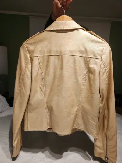 Chaqueta de cuero beige Prüne talla S - miniatura 4
