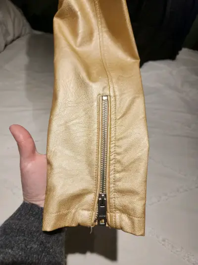 Chaqueta de cuero beige Prüne talla S - miniatura 5