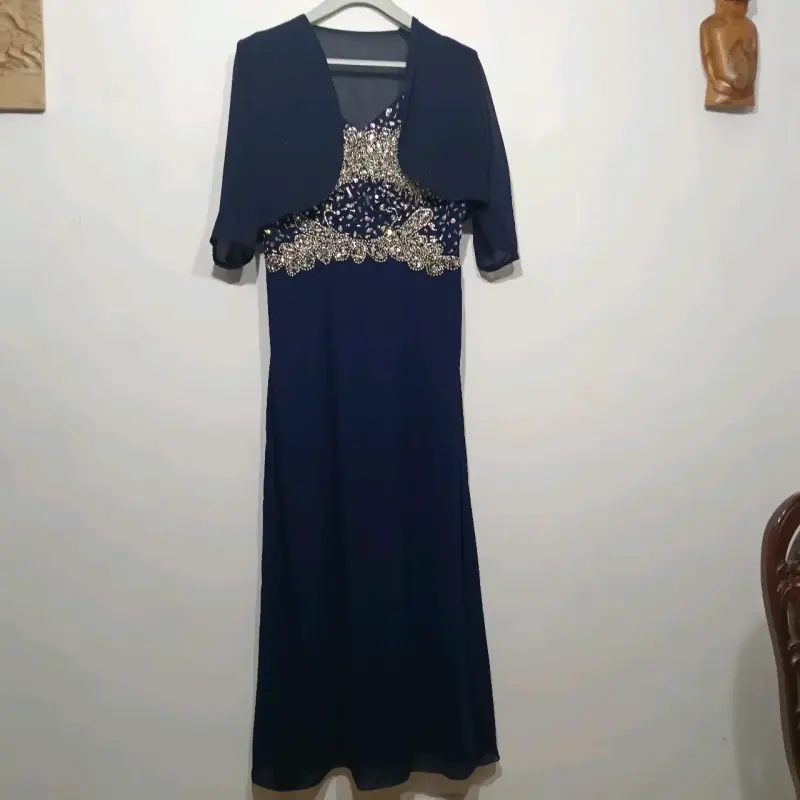 Vestido de fiesta azul con pedrería - 2
