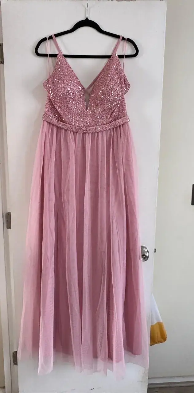 Vestido de fiesta rosa sin uso talla M - 2