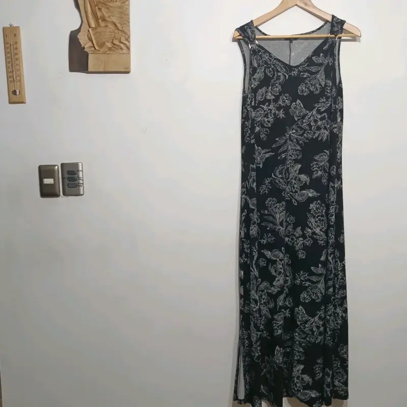 Vestido largo floral Cacharel negro - 1