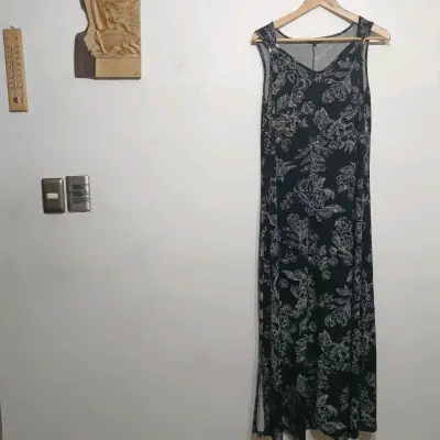 Vestido largo floral Cacharel negro - miniatura 1