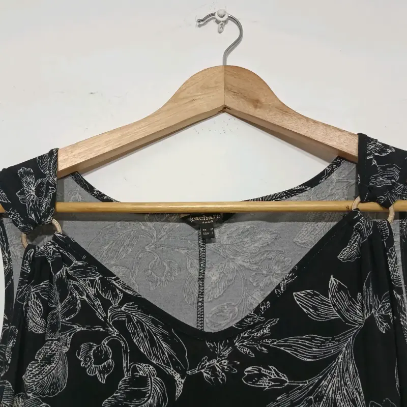 Vestido largo floral Cacharel negro - 2