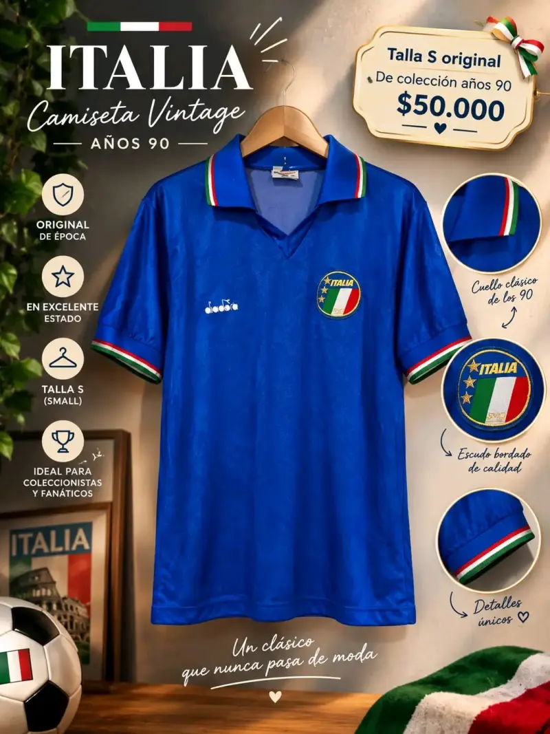 Camiseta Vintage Italia Años 90 Talla S