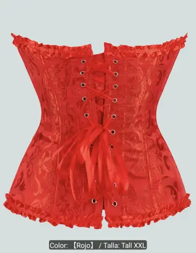 Corset rojo con encaje y cierre frontal XXL - miniatura 2