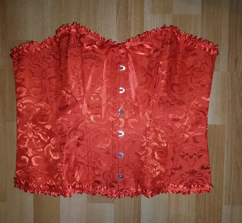 Corset rojo con encaje y cierre frontal XXL - 4