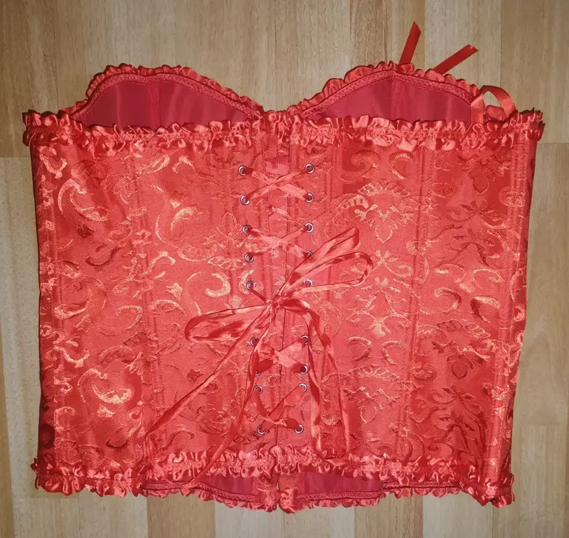 Corset rojo con encaje y cierre frontal XXL - 6