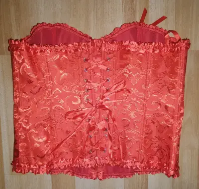 Corset rojo con encaje y cierre frontal XXL - miniatura 6