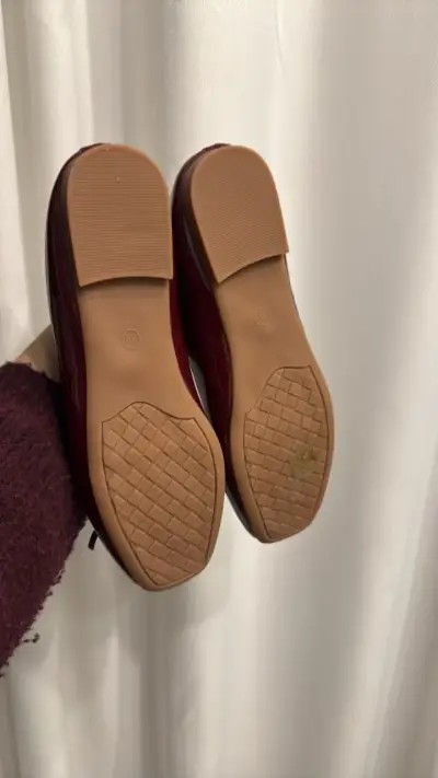 Zapatos planos burdeos con lazo para mujer - miniatura 2