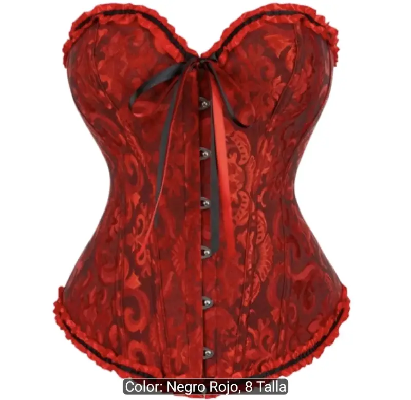 Corset rojo y negro con encaje talla XXXL - 1