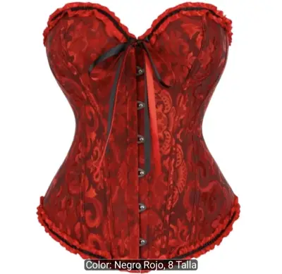 Corset rojo y negro con encaje talla XXXL - miniatura 1