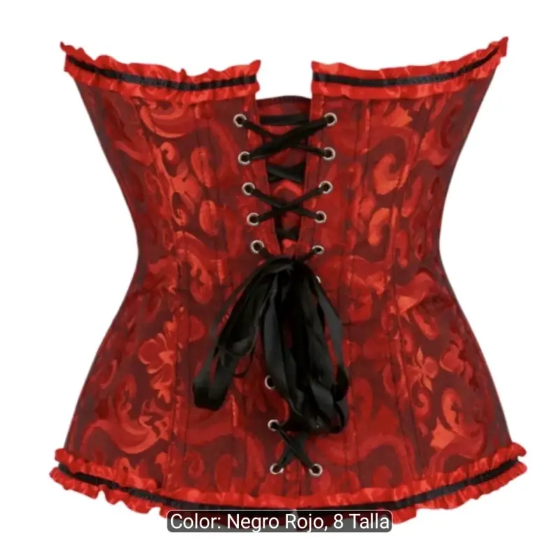 Corset rojo y negro con encaje talla XXXL - 3