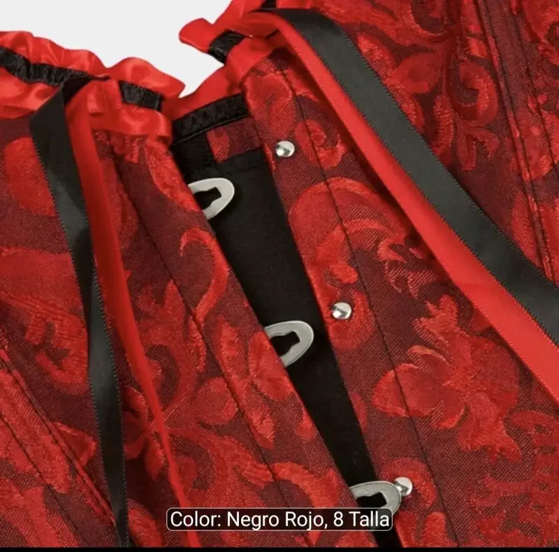 Corset rojo y negro con encaje talla XXXL - 4