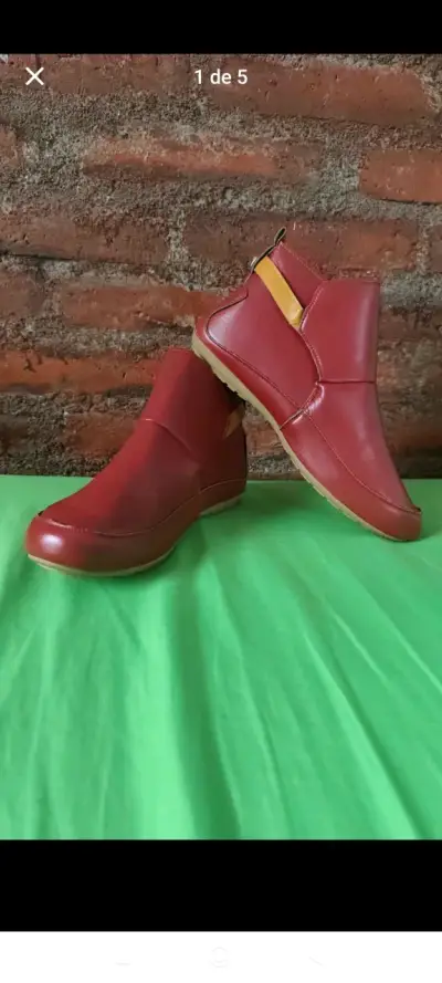 Botines rojos de cuero sintético para Mujer - miniatura 1